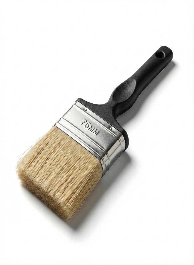 Crowncell Paint Brush Super Sturdy Bristles, 75mm Width for Wall Oil Canvas Enamel and Water-Based Painting with Ergonomic Handle (Random Colors) (3 Inch) - Image 1